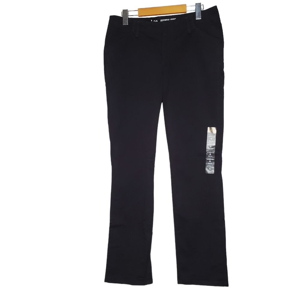 NWT Lee Womens Essential Chino Pants Sz 6 M Black Straight Leg Mid Rise
